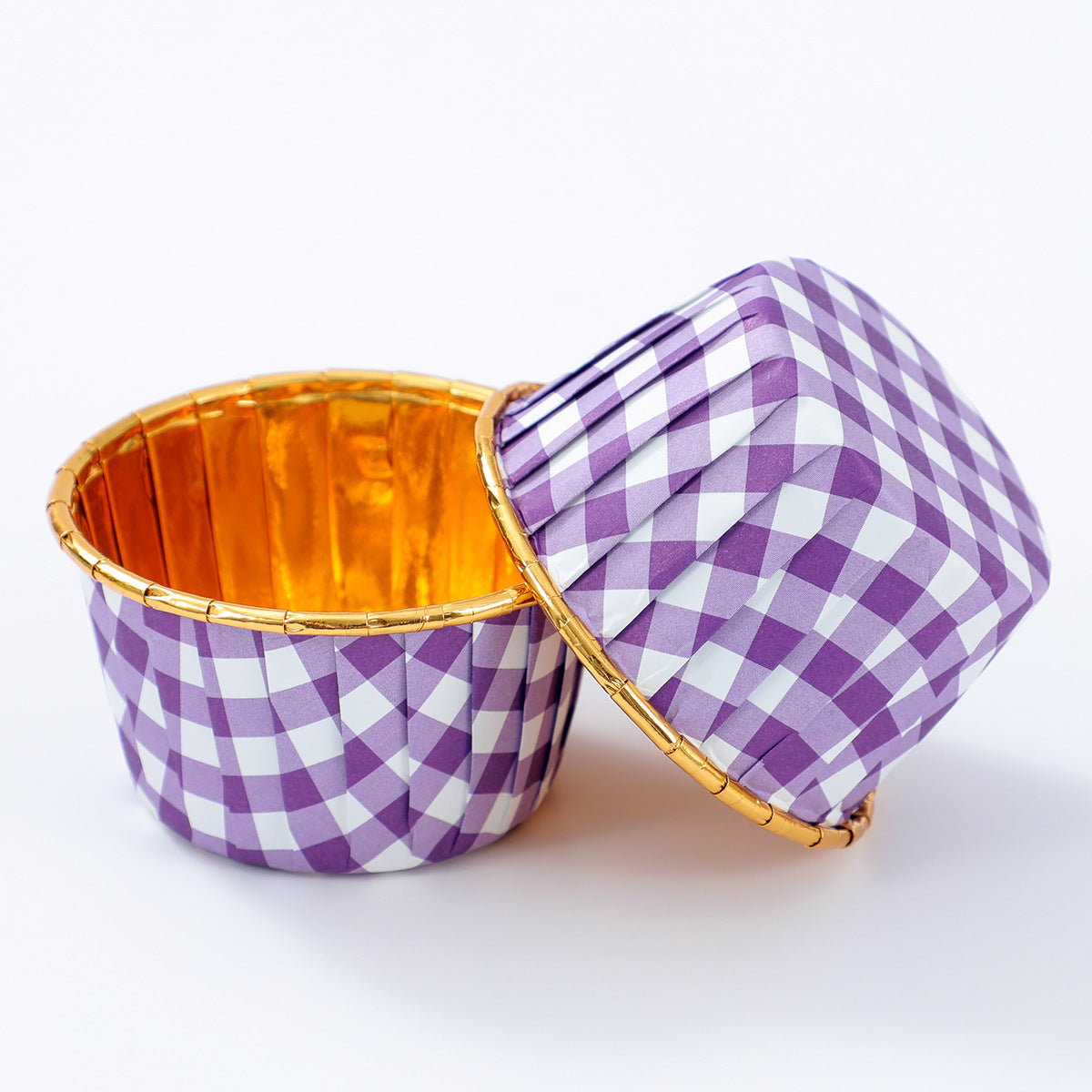 Pink Checkered Aluminum Foil Baking Cup – 68mm Top, 50mm Base, 40mm Height