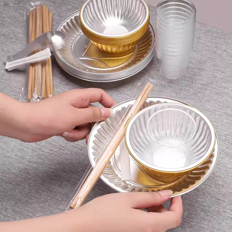 Disposable Aluminum Foil Bowl – Gold & Silver, 12cm