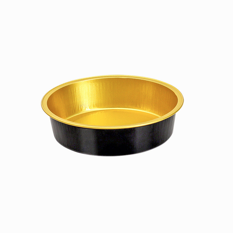 Disposable Aluminum Foil Bowl – Black & Gold with Lid