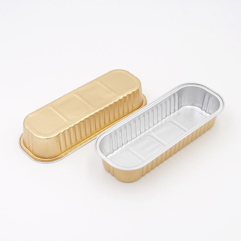 Disposable Aluminum Foil Rectangular Loaf Pan – Gold & Silver, 165×65×30mm