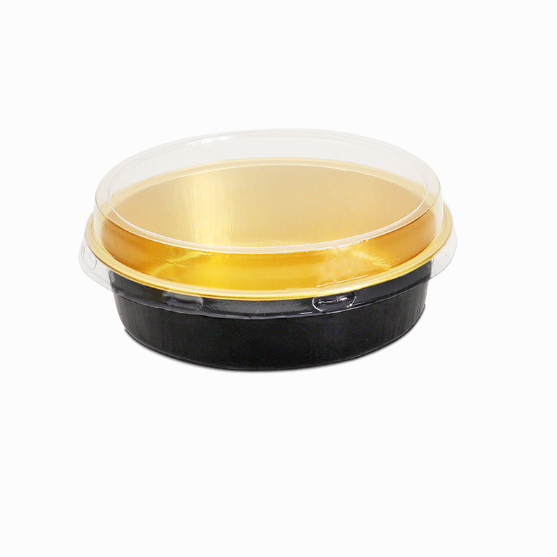 Disposable Aluminum Foil Bowl – Black & Gold with Lid